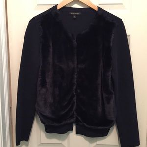 Banana Republic faux fur-front sweater, navy, M